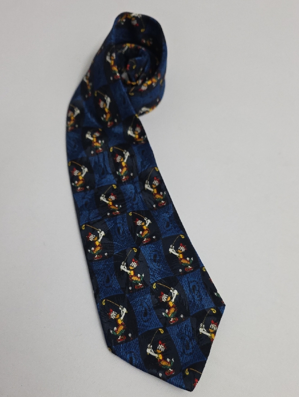 Disney Mickey Donald Duck Golfer Novelty Necktie Blue Polyester